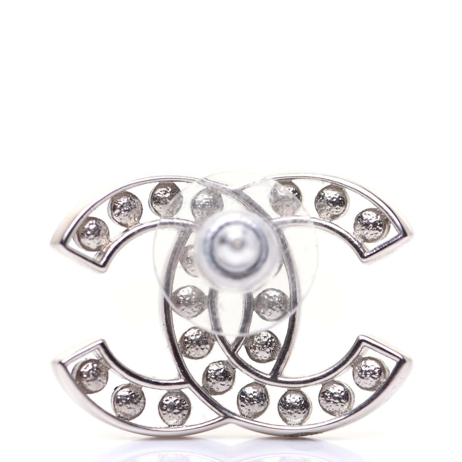 Chanel Pearl Beaded CC Earrings Silver White Blue 6 of 9