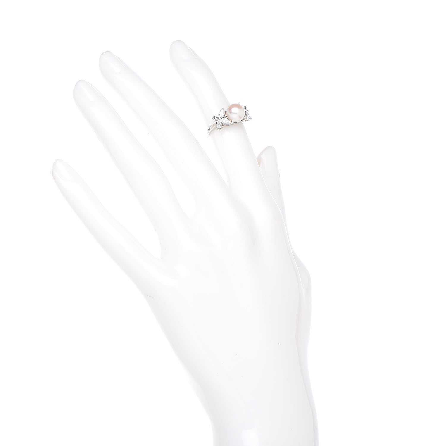 Tiffany Platinum Diamond Pearl Victoria Ring 46 3.75 2 of 5