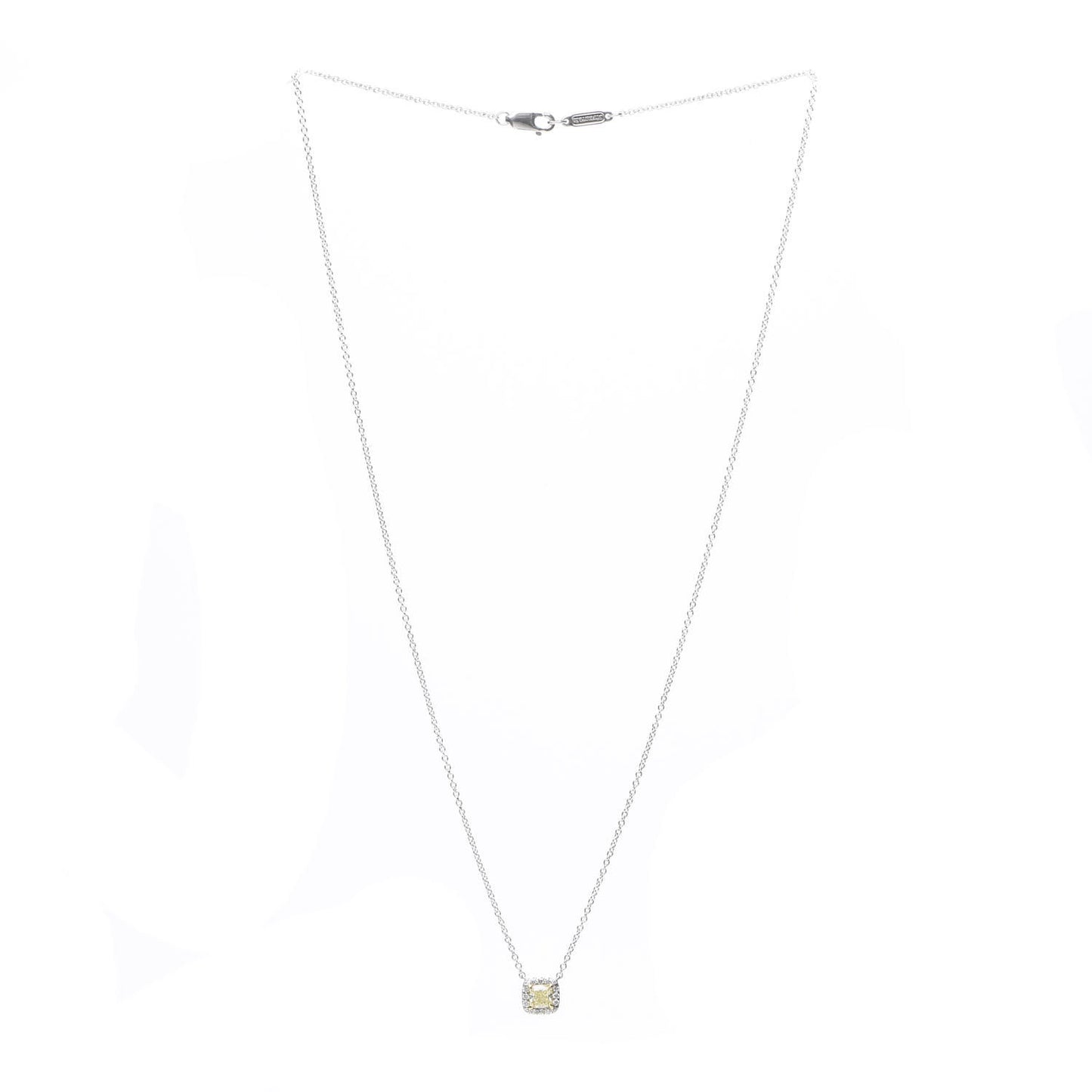 Platinum 18K Yellow Gold Fancy Intense Yellow Diamond .32ct Mini Soleste Pendant Necklace