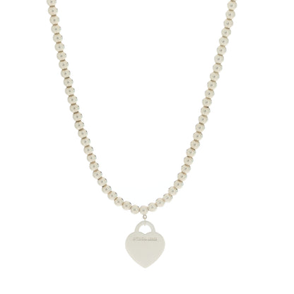 Tiffany Sterling Silver Return to Tiffany Heart Tag Bead Necklace 5 of 8