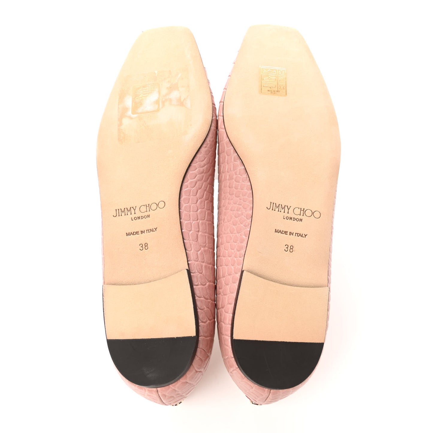 Crocodile Embossed Calfskin Mirele Ballet Flat 38 Blush
