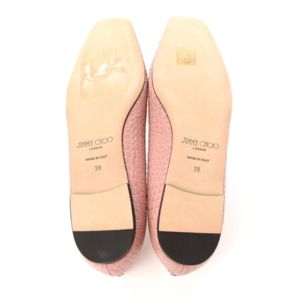 Jimmy Choo Crocodile Embossed Calfskin Mirele Ballet Flat 38 Blush 5 of 10
