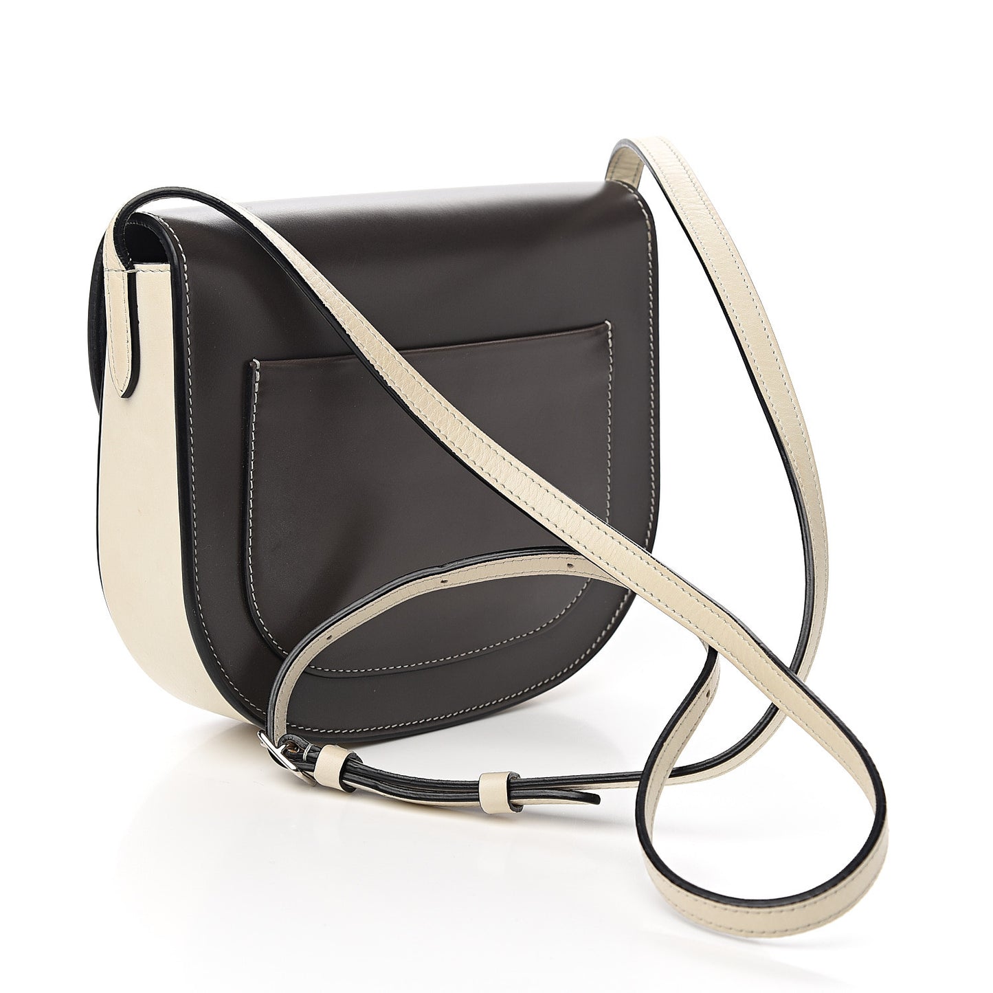 Glazed Calfskin Small Bi-Color Trotteur Dark Grey