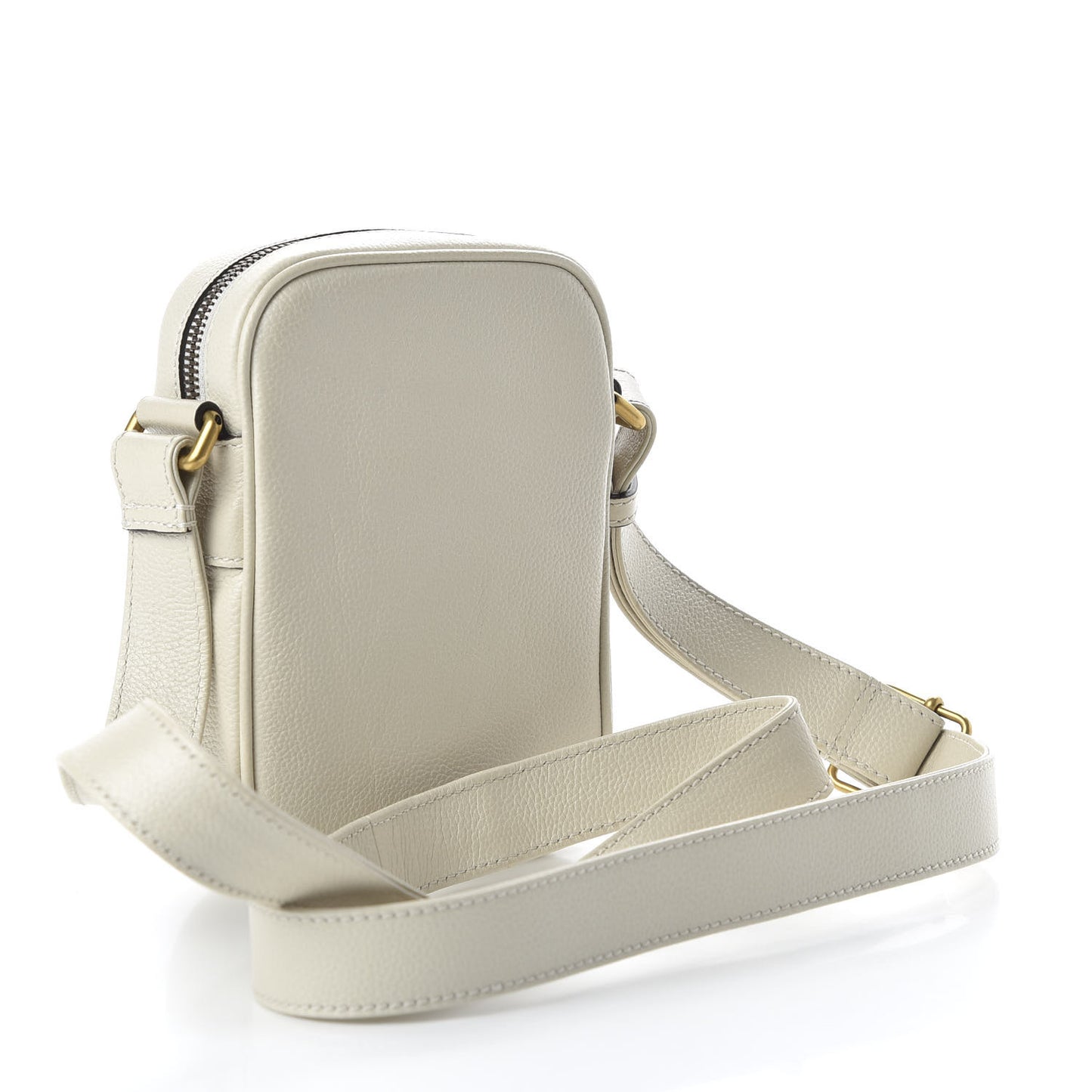 Grained Calfskin Mini Logo Messenger Bag White