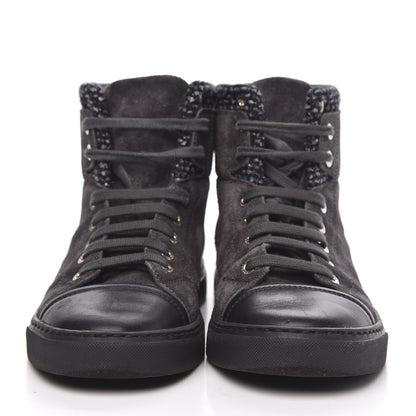 Chanel Suede Tweed High Top Sneakers 37 Dark Grey 2 of 9