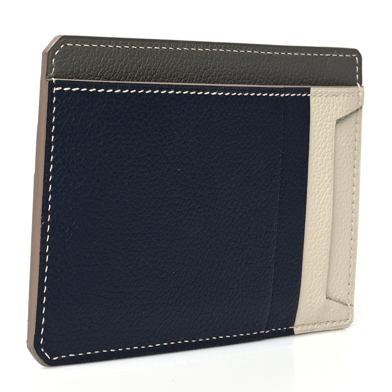 Hermes Everloco City 8CC Colorblock Card Holder Gris Meyer Beton Blue Nuit 3 of 9
