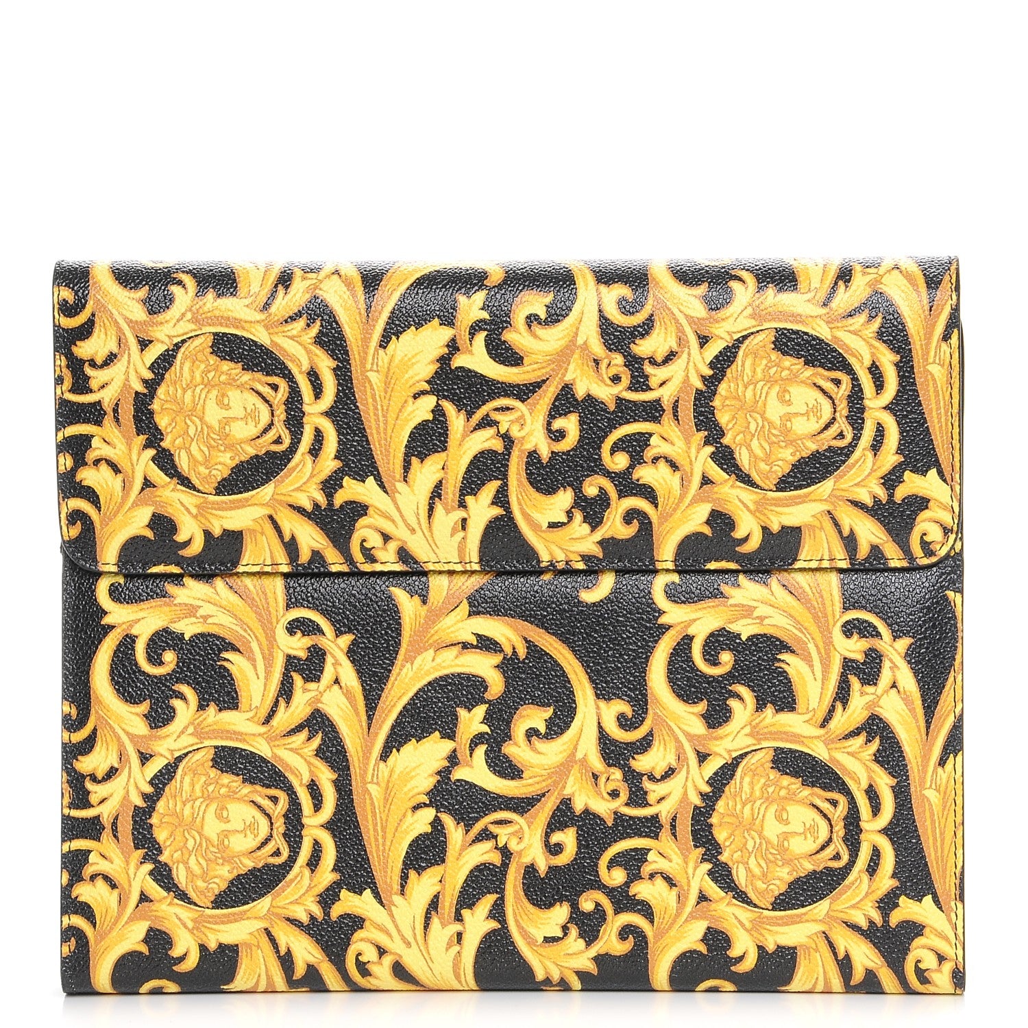 Versace Calfskin PVC Barocco Printed Ipad Case Black Gold 1 of 7