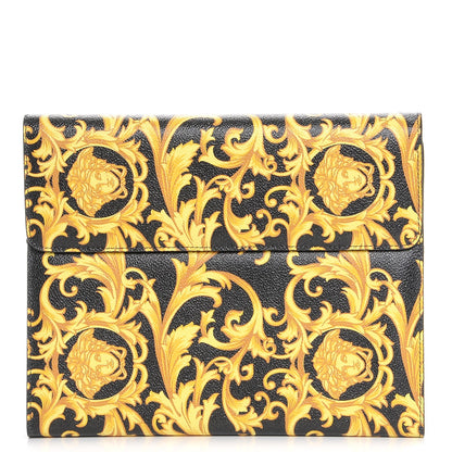 Versace Calfskin PVC Barocco Printed Ipad Case Black Gold 1 of 7