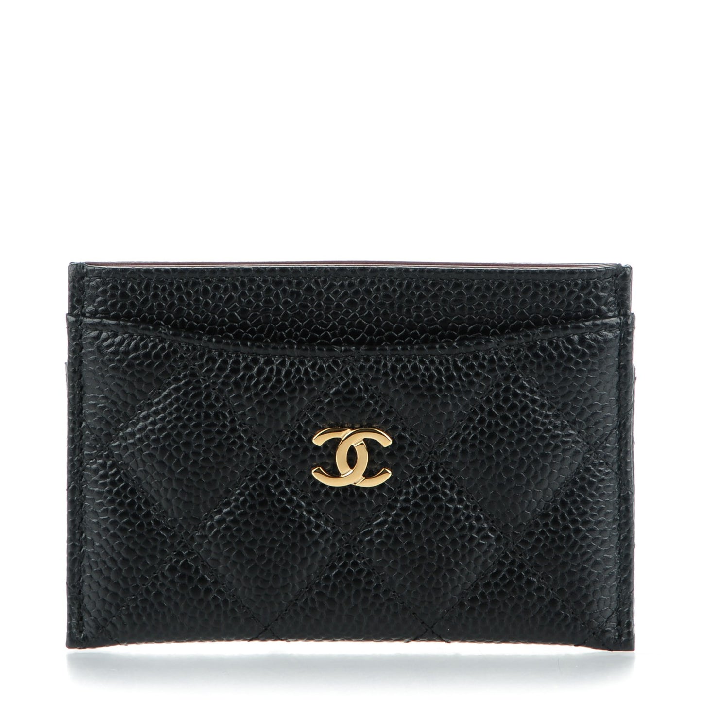 Caviar Quilted Card Holder Black