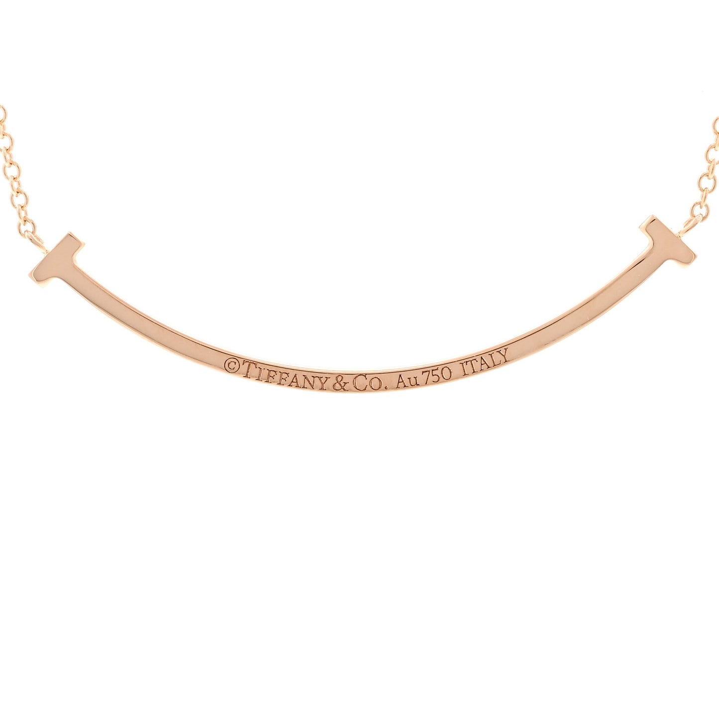 18K Rose Gold Diamond Small T Smile Pendant Necklace