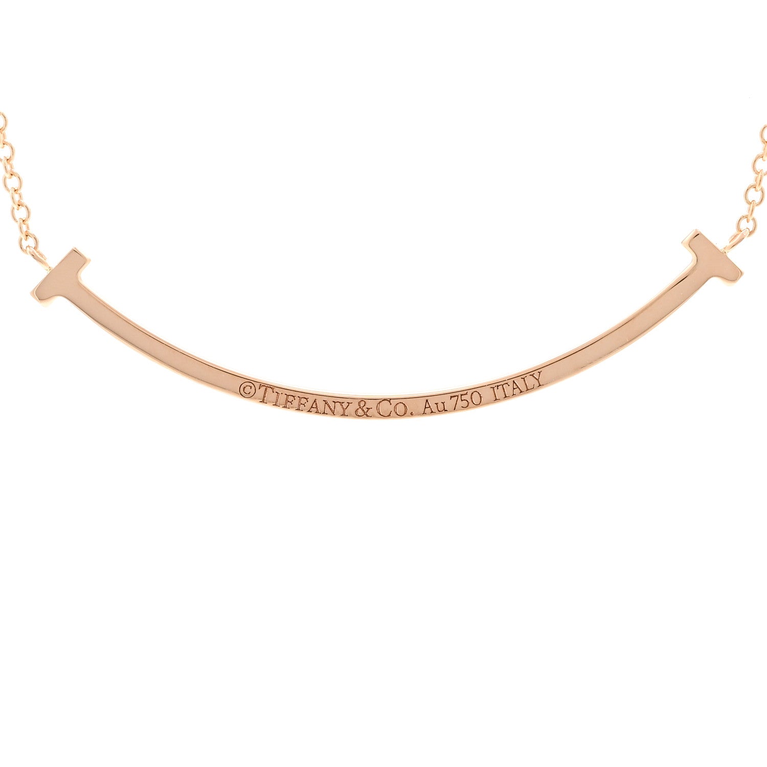 Tiffany 18K Rose Gold Diamond Small T Smile Pendant Necklace 4 of 6