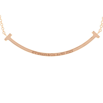 Tiffany 18K Rose Gold Diamond Small T Smile Pendant Necklace 4 of 6