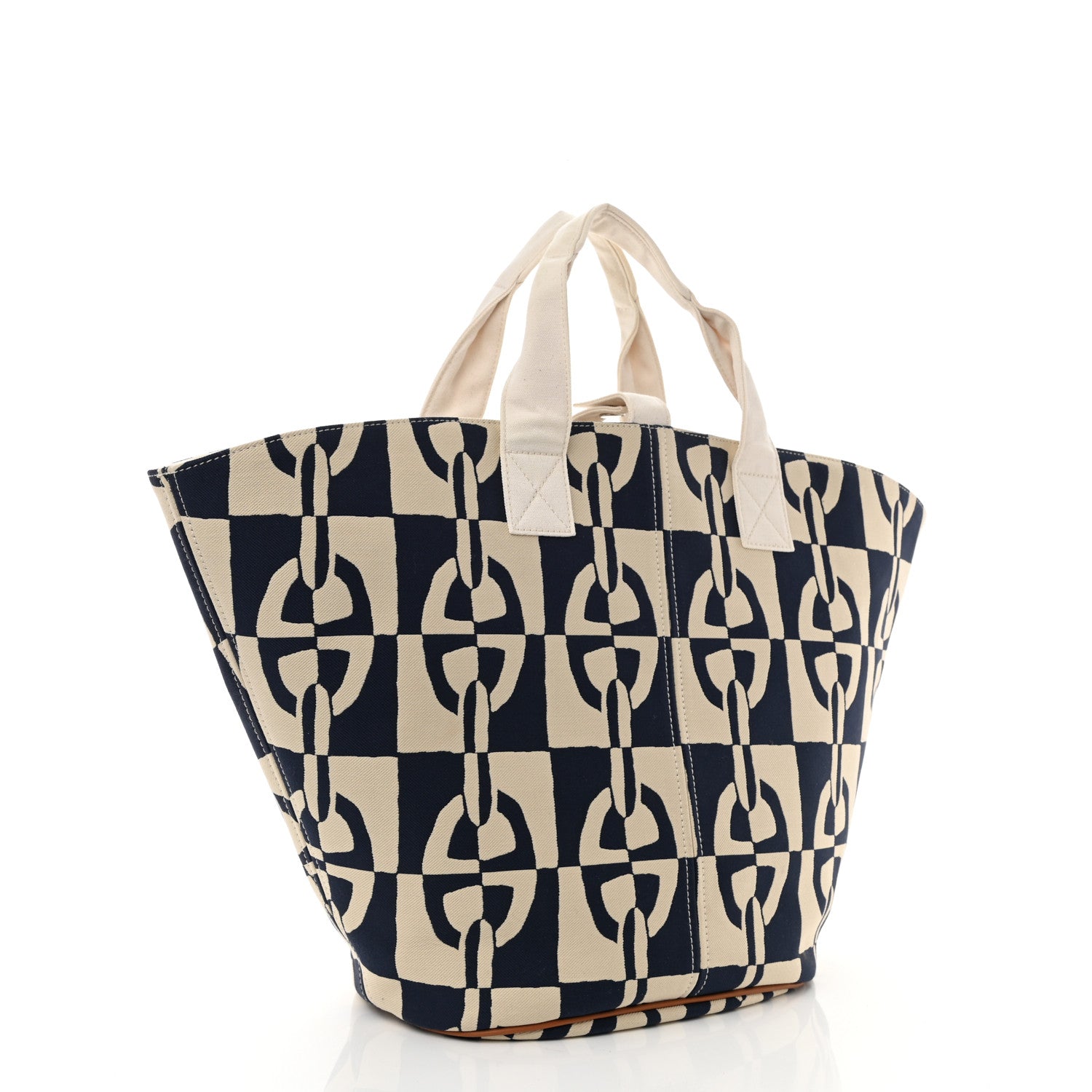 Hermes Canvas Chain De Ancre Beach Tote Navy 3 of 12