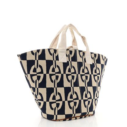 Hermes Canvas Chain De Ancre Beach Tote Navy 3 of 12