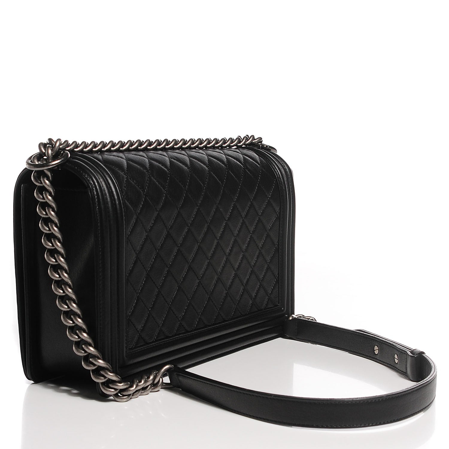 Chanel Metallic Calfskin Quilted New Medium Boy Flap Black 3 of 9