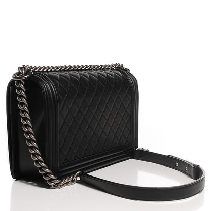 Chanel Metallic Calfskin Quilted New Medium Boy Flap Black 3 of 9