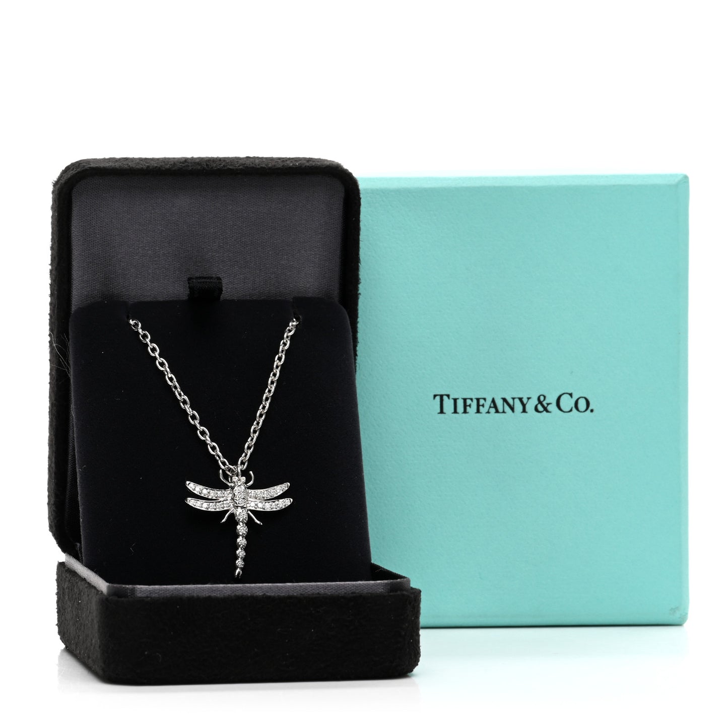 Platinum Diamond Dragonfly Pendant Necklace