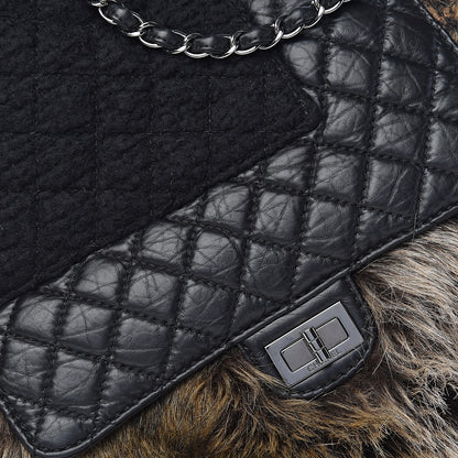 Chanel Tweed Lambskin Fantasy Fur Karl's Cabas Tote Black 15 of 15