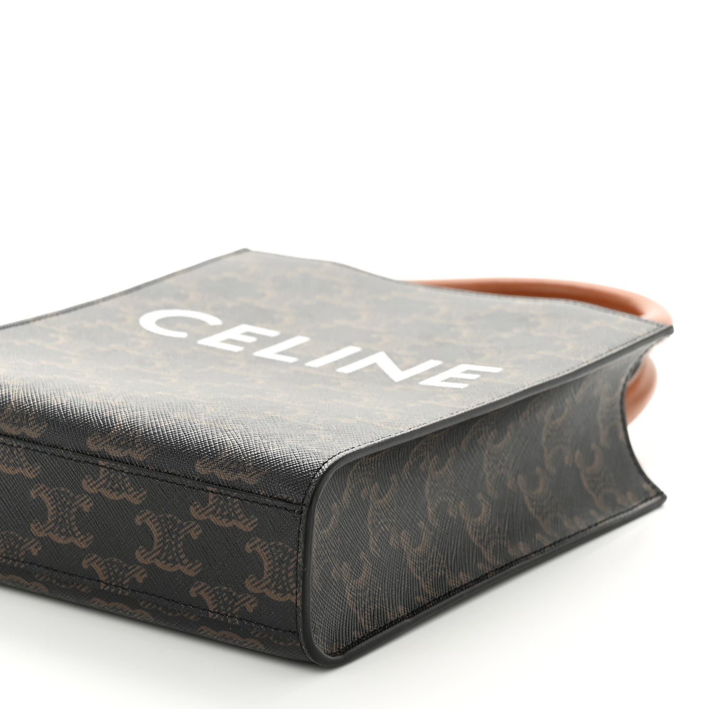 Triomphe Canvas Calfskin Mini Vertical Cabas Tan