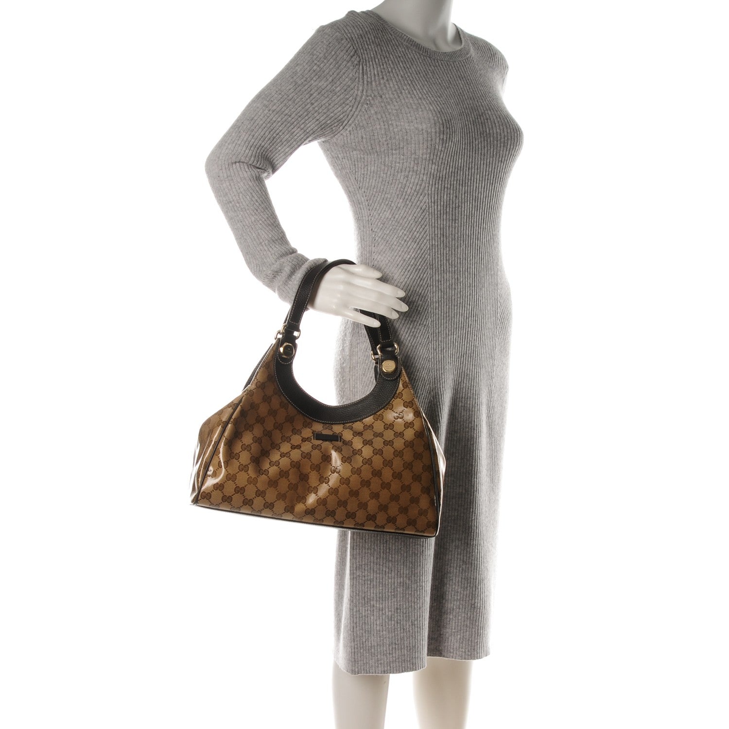 Gucci Crystal Monogram Medium Charmy Shoulder Bag Dark Brown 2 of 7