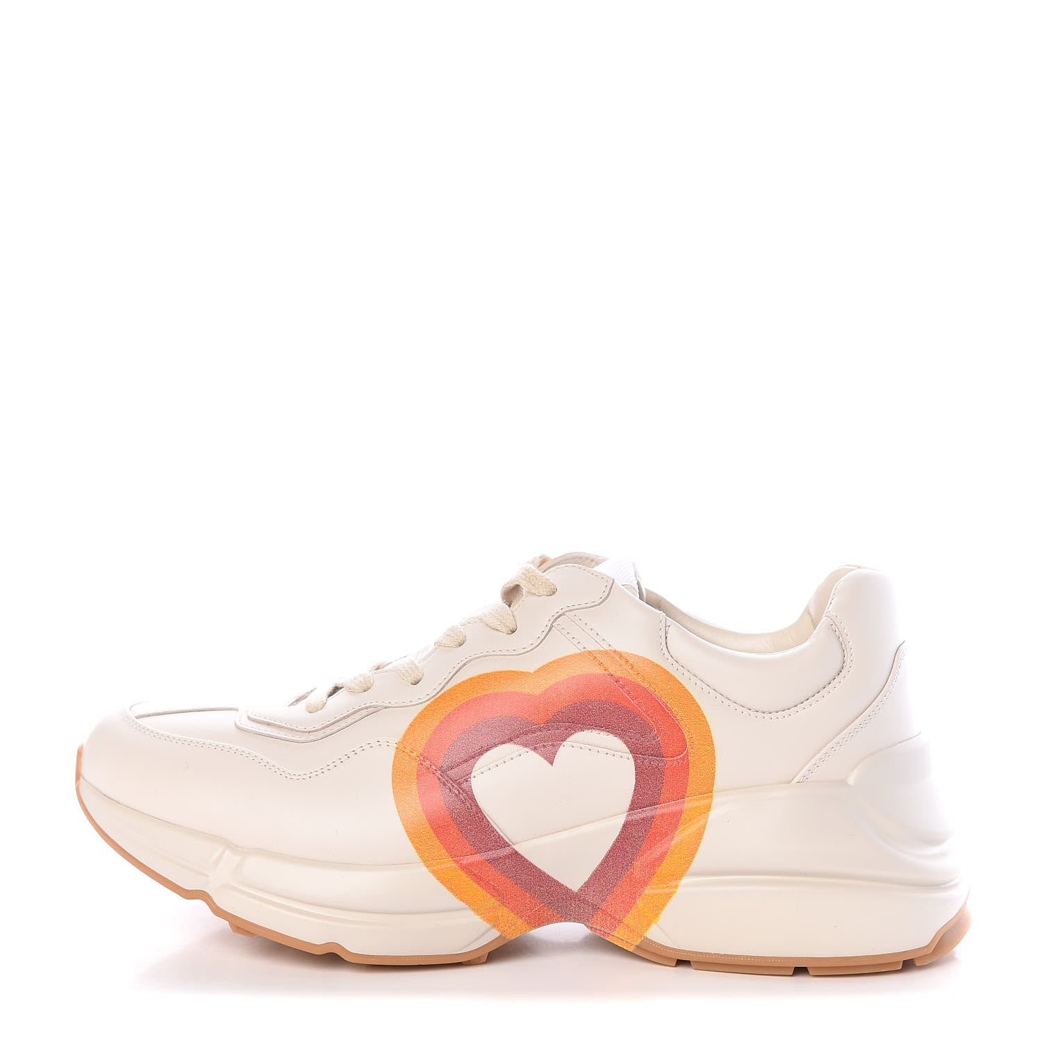 Gucci Calfskin Interlocking G Heart Rhyton Sneakers 39.5 Mystic White 1 of 10