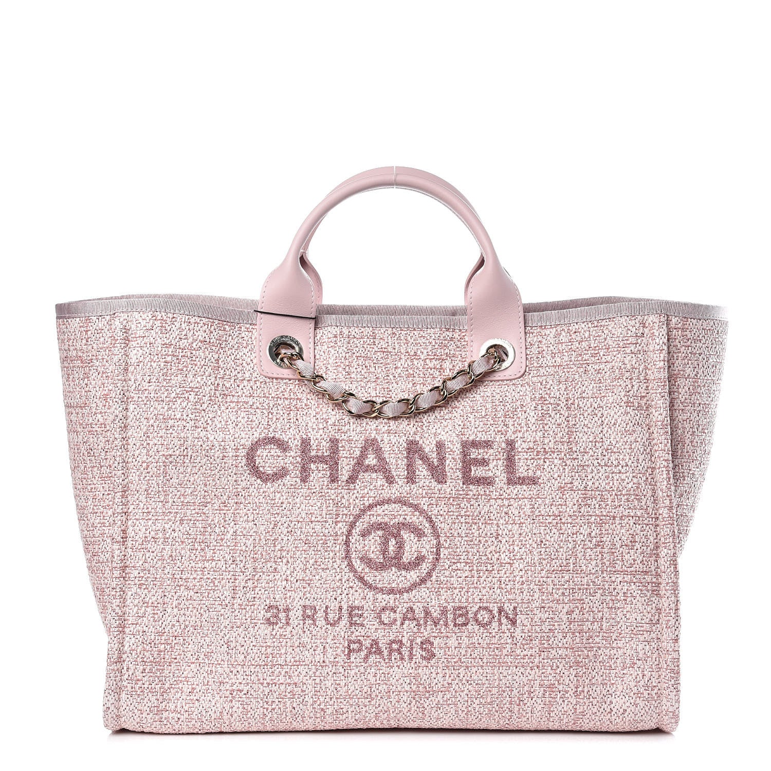 Chanel Canvas Large Deauville Tote Pink 1 of 10