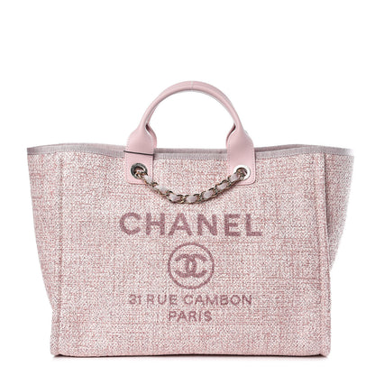Chanel Canvas Large Deauville Tote Pink 1 of 10