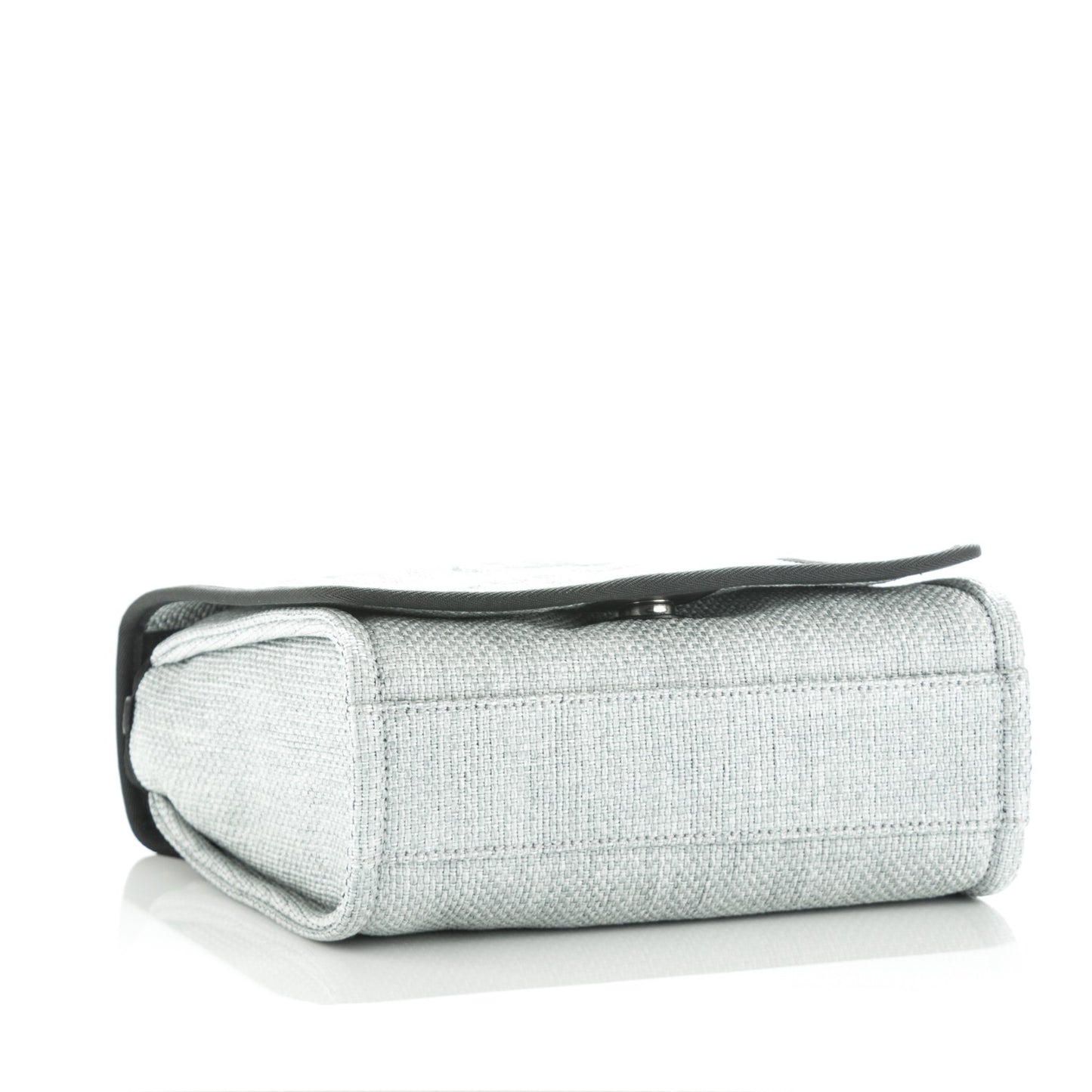 Woven Straw Raffia Small Deauville Messenger Grey