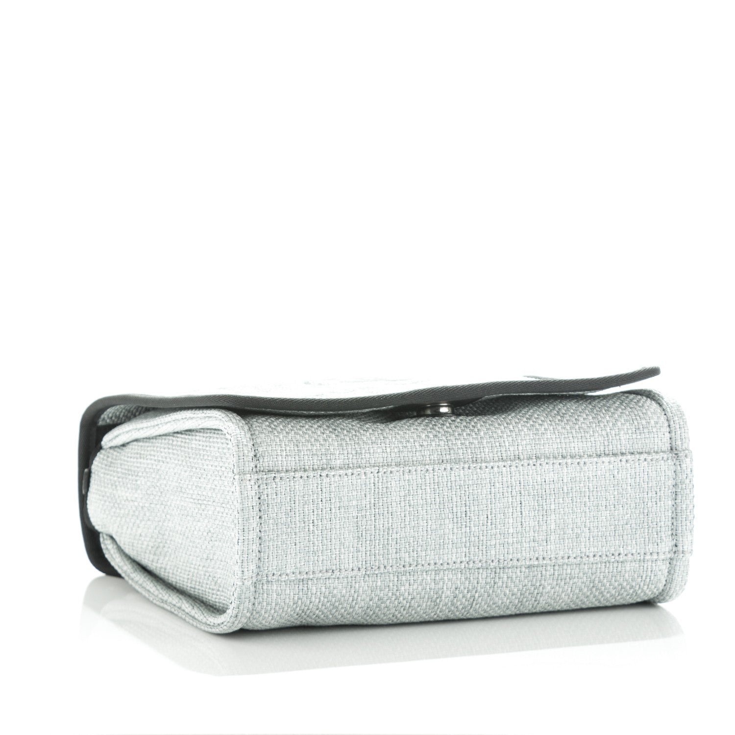 Chanel Woven Straw Raffia Small Deauville Messenger Grey 5 of 8