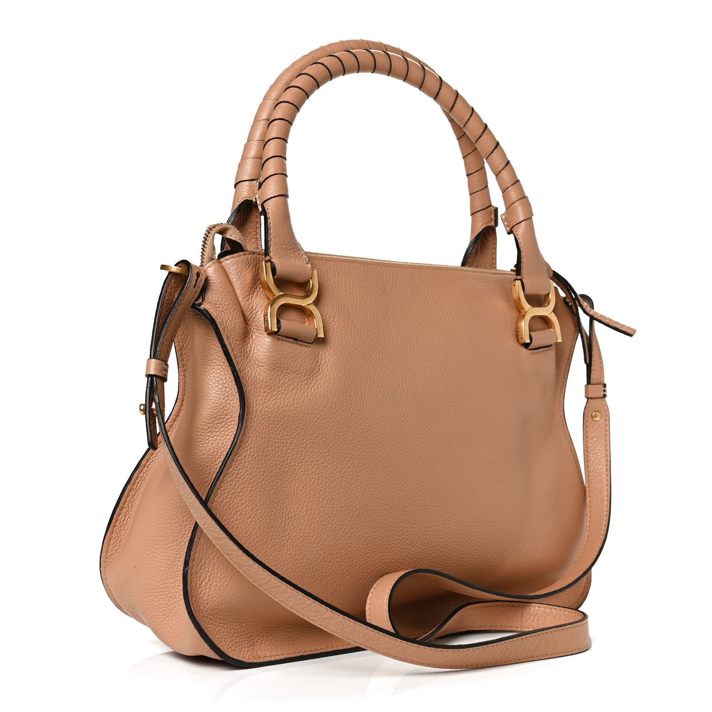 Calfskin Medium Marcie Satchel Light Tan