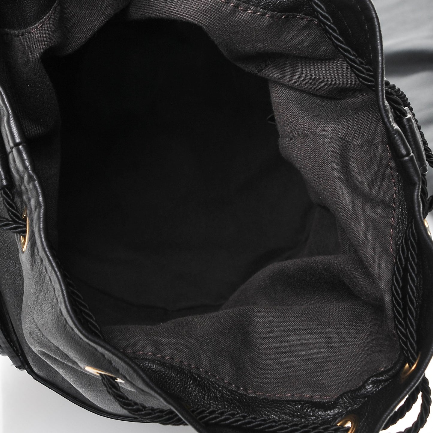 Patent Palazzo Bucket Bag Black