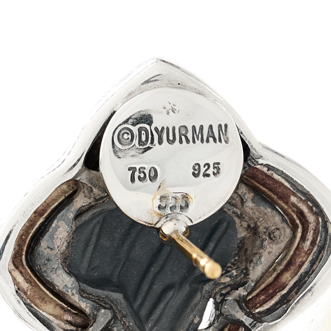 David Yurman Sterling Silver 18K Yellow Gold Quatrefoil Earrings 4 of 4