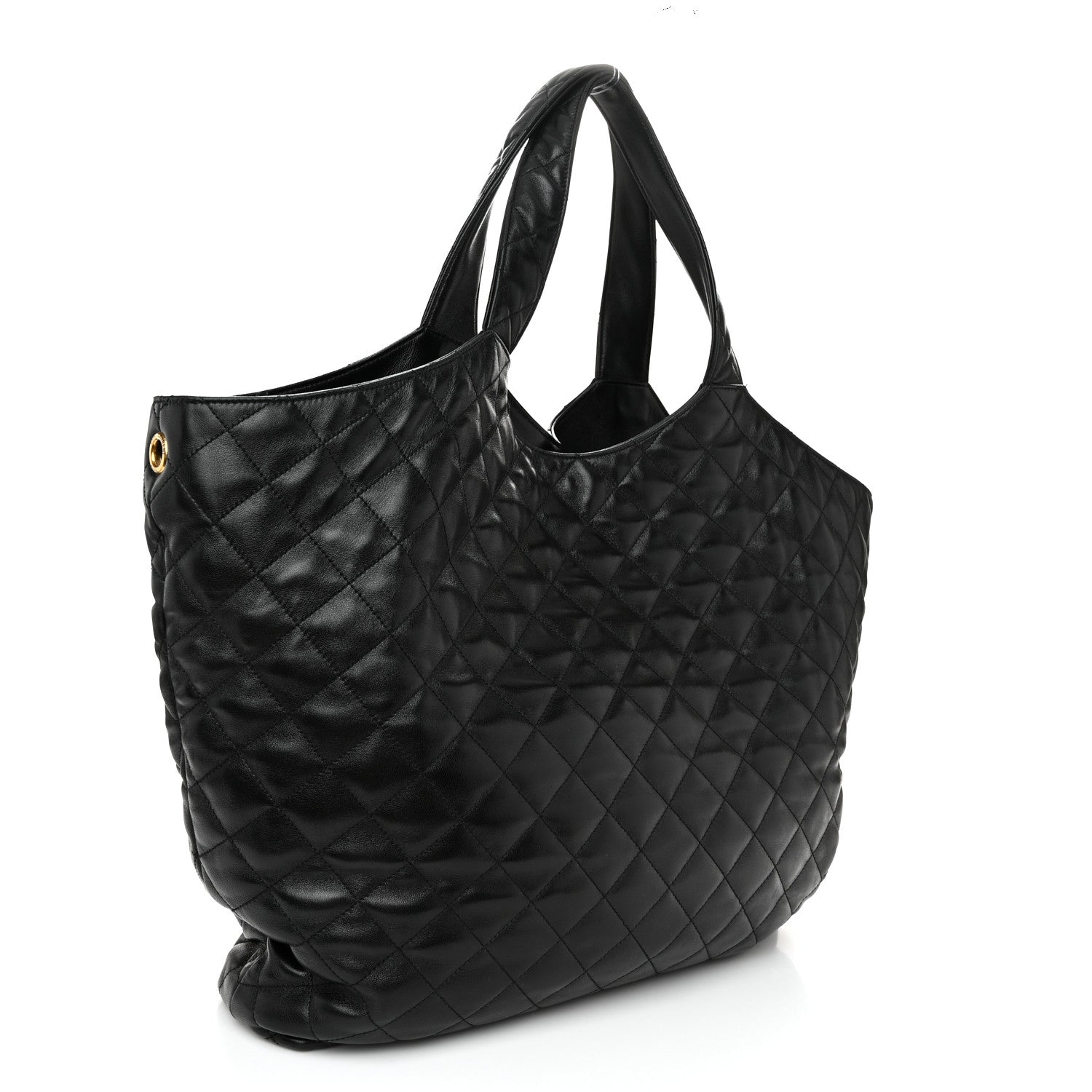Saint Laurent Lambskin Quilted Maxi Icare Shopping Tote Black 4 of 11