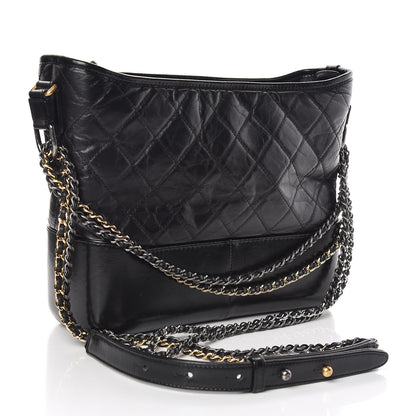 Chanel Aged Calfskin Quilted Medium Gabrielle Hobo Black 3 of 10