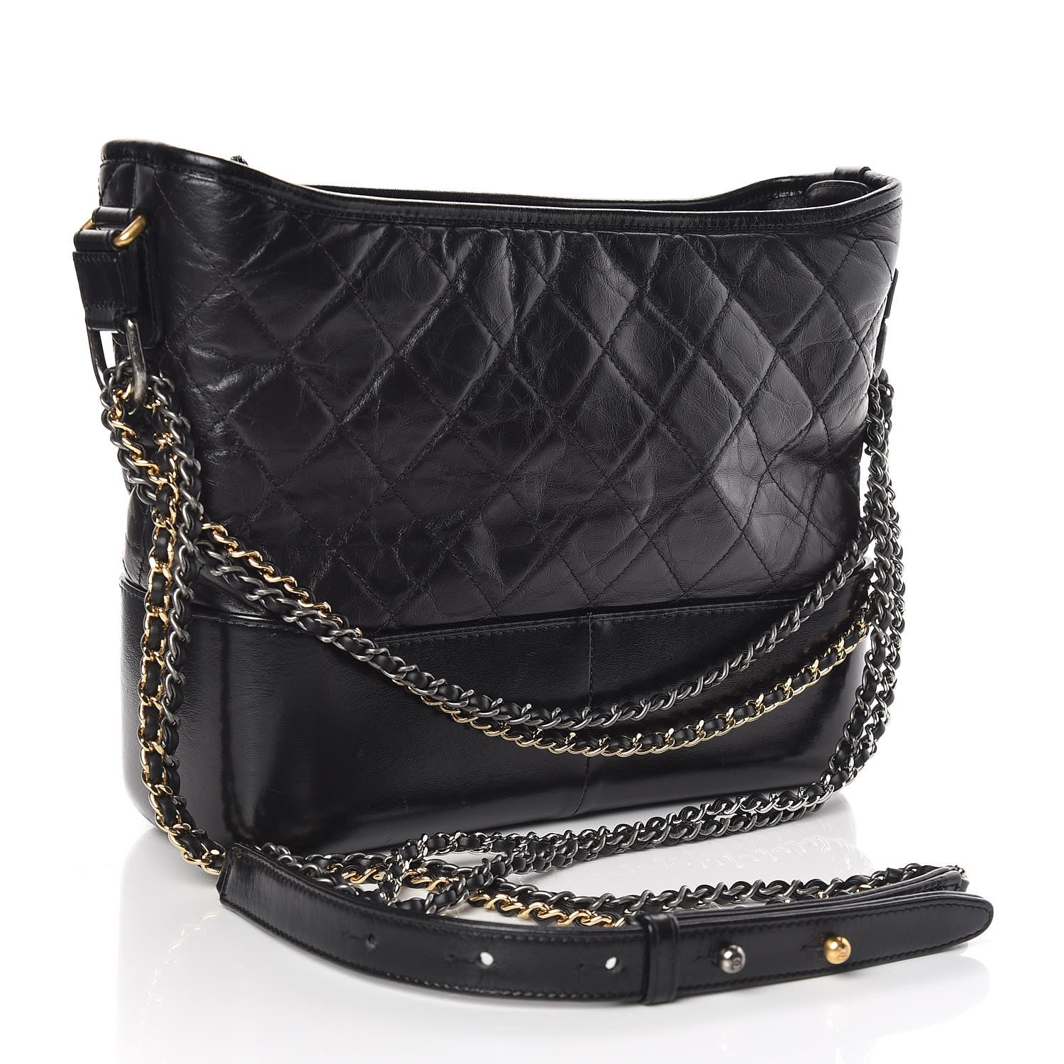 Chanel Aged Calfskin Quilted Medium Gabrielle Hobo Black 3 of 10