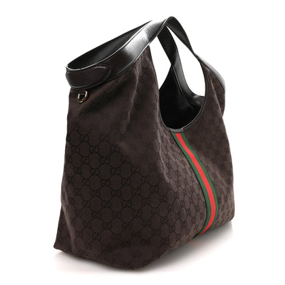 Gucci GG Monogram Web Large Giglio Tote Dark Brown 4 of 10