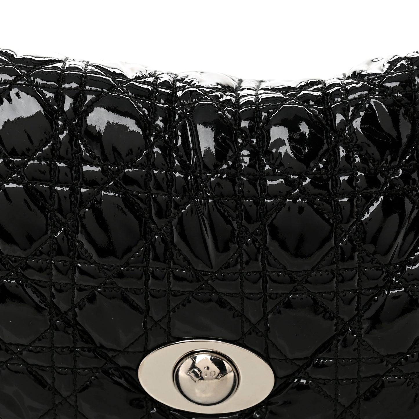 Patent Lambskin Cannage Rendezvous Flap Black
