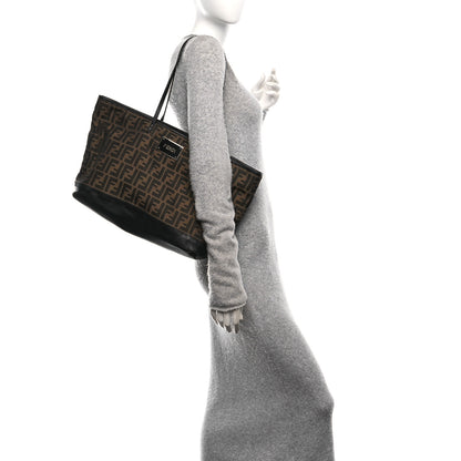 Fendi Zucca Vitello Elite Medium Roll Tote Tobacco Black 2 of 10