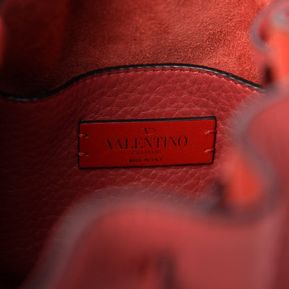 Valentino Garavani Grained Calfskin Rockstud Bucket Bag Red 14 of 16