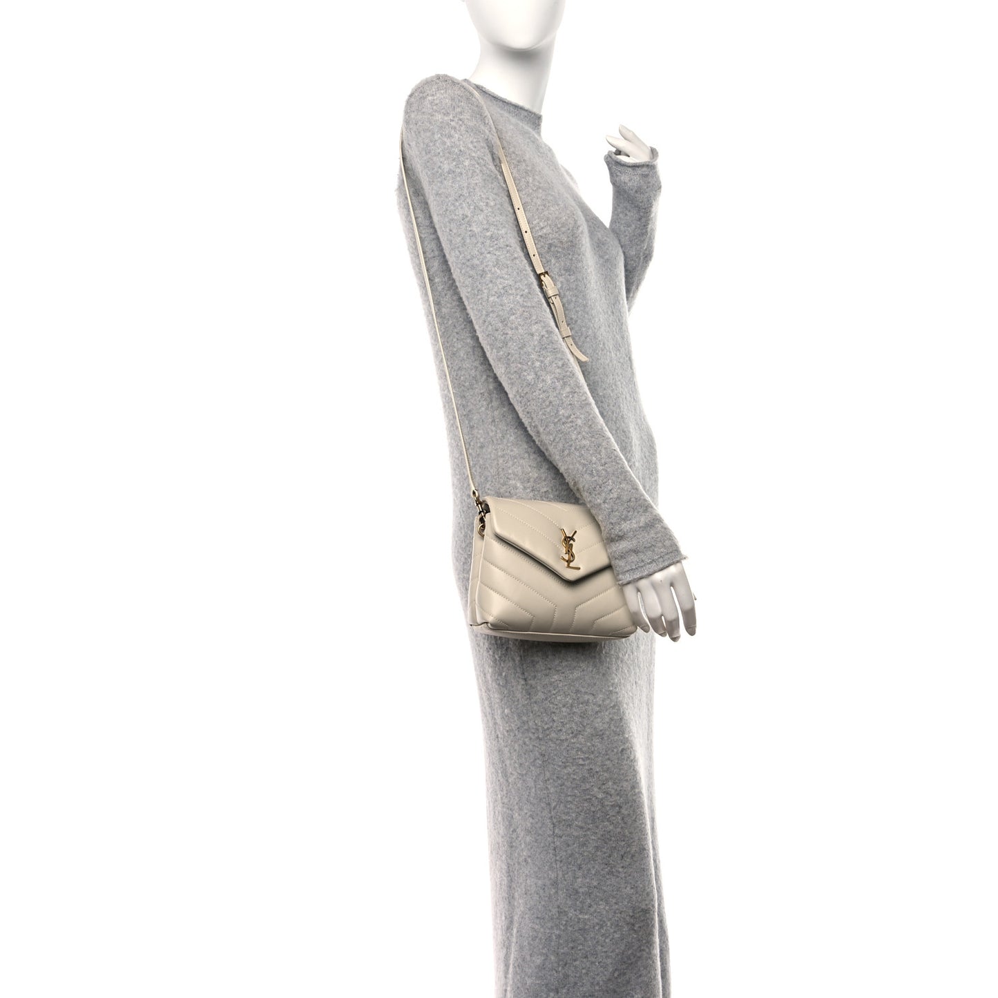 Calfskin Y Quilted Monogram Toy Loulou Crossbody Bag Blanc Vintage