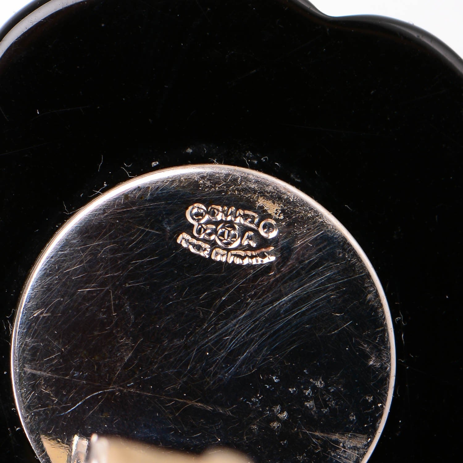 Chanel Resin Camellia CC Clip On Earrings Black 4 of 5