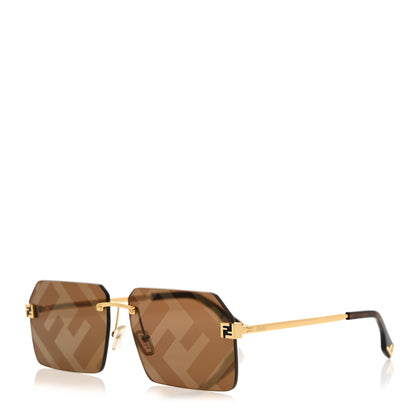 Fendi Metal Sky Rectangular Sunglasses FE40043U Gold Brown 1 of 8