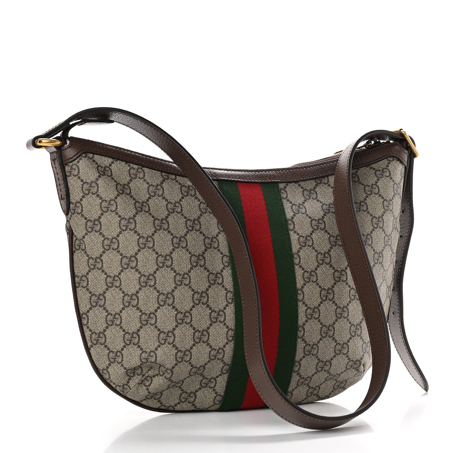 Gucci GG Supreme Monogram Web Small Ophidia Half Moon Hobo Brown 3 of 10