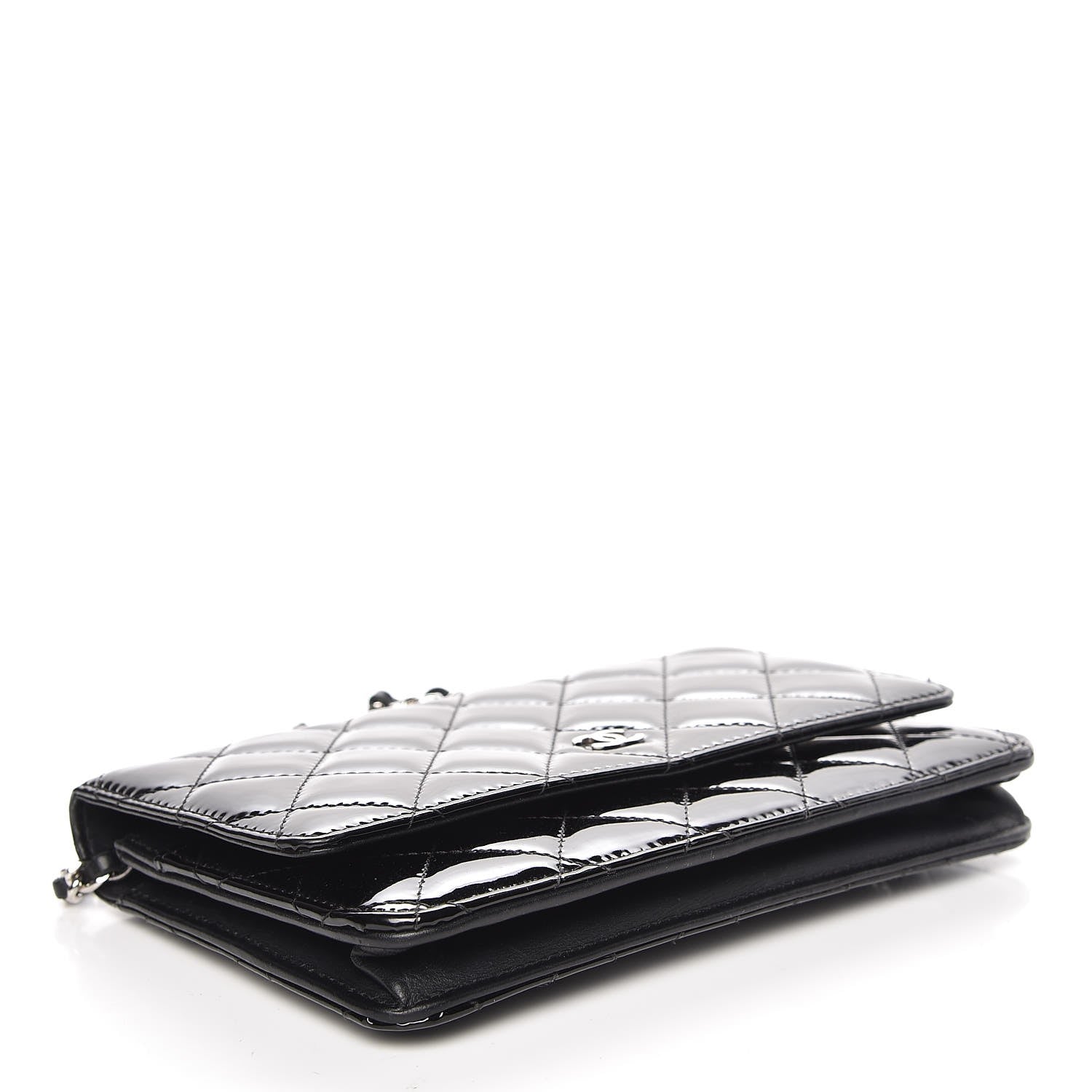 Chanel Patent Quilted Wallet On Chain WOC Black 4 of 9