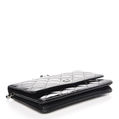 Chanel Patent Quilted Wallet On Chain WOC Black 4 of 9
