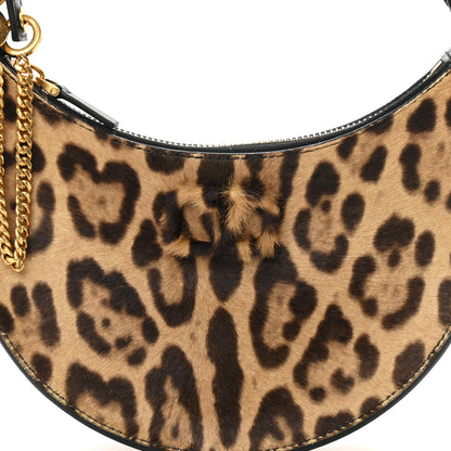 Valentino Garavani Calf Hair Leopard Print Mini Vlogo Hobo Bag Black Marrone 7 of 9