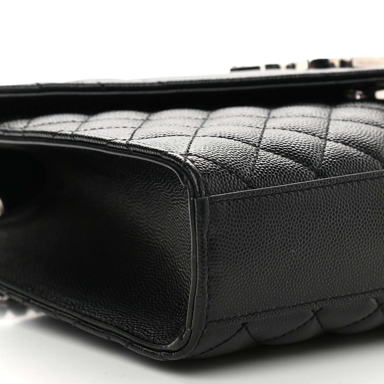 Saint Laurent Grain De Poudre Textured Mixed Matelasse Triquilt Medium Monogram Satchel Black 7 of 8