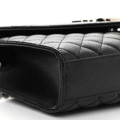 Saint Laurent Grain De Poudre Textured Mixed Matelasse Triquilt Medium Monogram Satchel Black 7 of 8