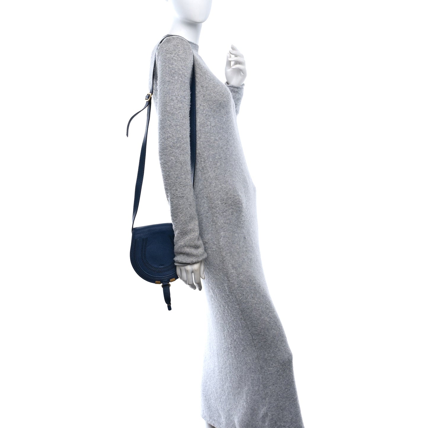 Calfskin Mini Marcie Round Crossbody Bag Royal Navy