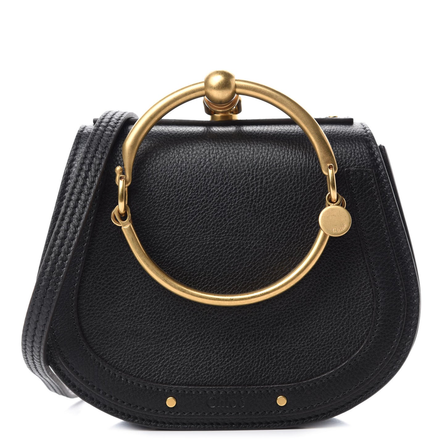 Calfskin Suede Small Nile Bracelet Bag Black